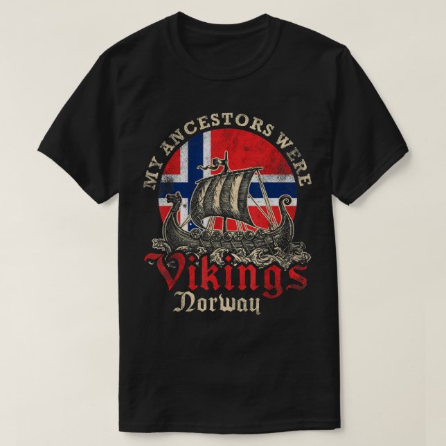 Norwegian Norway Viking Ship Flag  T-Shirt (Design Front)