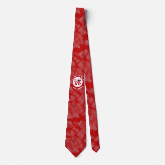 Norwegian Red LOVE Flag Personalised  Tie (Front)