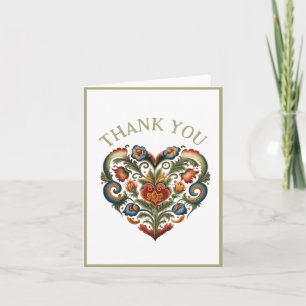 Norwegian Rosemaling Folk Art Heart    Card