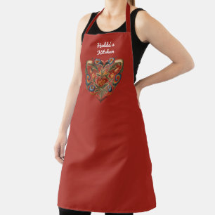 Norwegian Rosemaling Folk Art Heart Personalised Apron