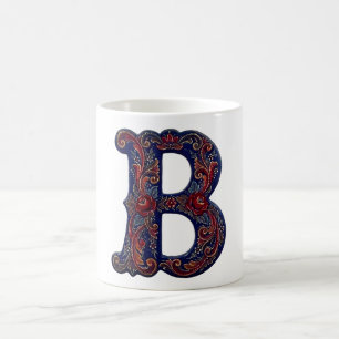 Norwegian Rosemaling Initial– Traditional Floral  Coffee Mug
