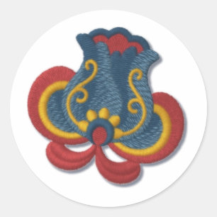 Norwegian Rosemaling Tulip Classic Round Sticker