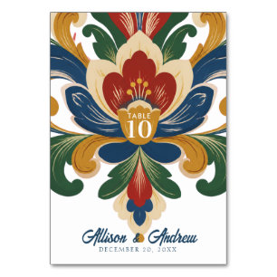Norwegian Rosemaling Wedding  Table Number