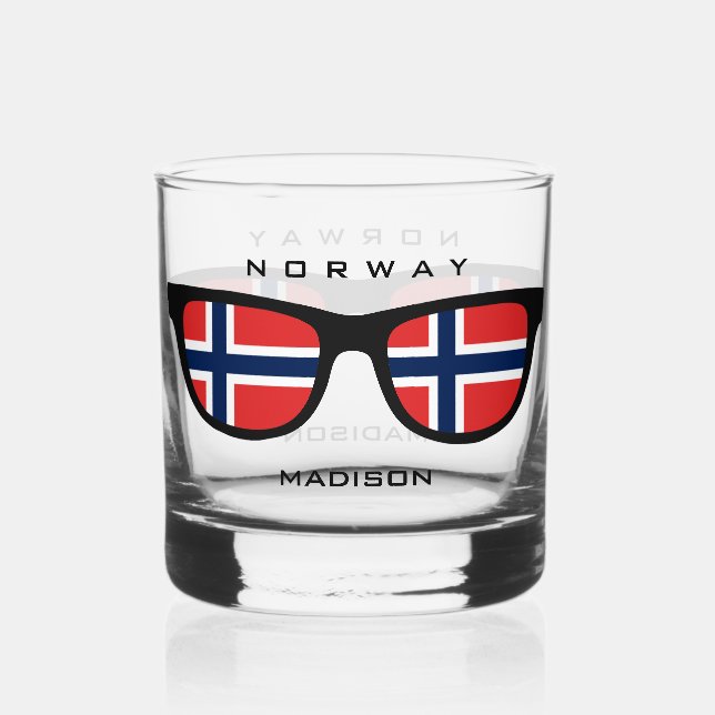 Norwegian Shades custom name Whiskey Glass (Front)