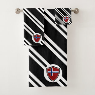 Norwegian shield flag bath towel set