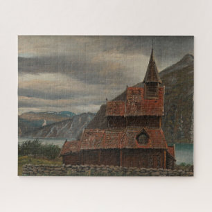 Norwegian Stave Church (by Knud Baade) Jigsaw Puzzle