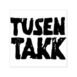 Norwegian "Thank You" Black and White Lino Cut Self-inking Stamp