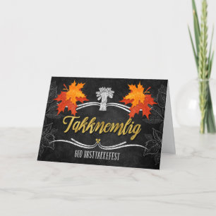 Norwegian Thanksgiving Grateful Blessings Chalk Holiday Card