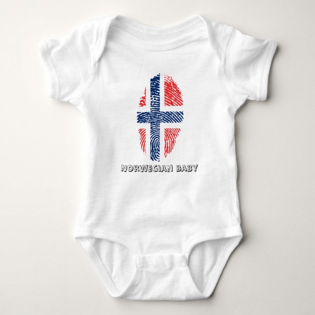 Norwegian touch fingerprint flag baby bodysuit (Front)