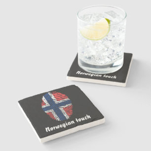 Norwegian touch fingerprint flag stone coaster
