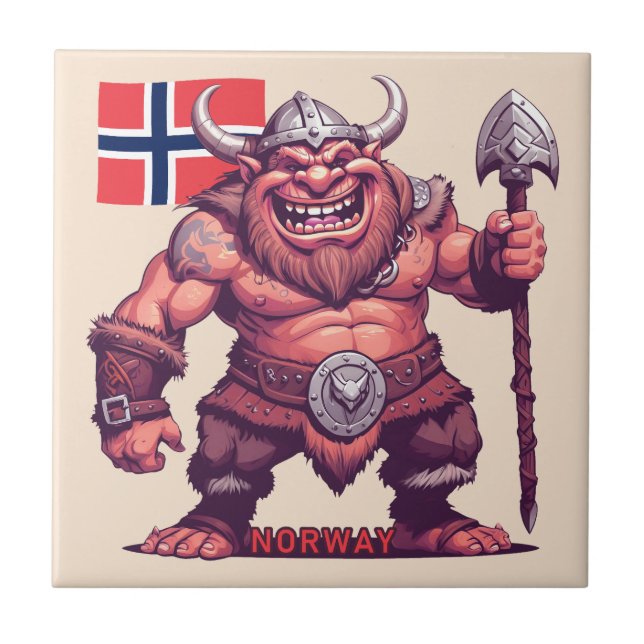 Norwegian Troll Ceramic Tile (Front)