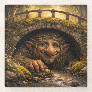Norwegian Troll Hiding Under Bridge, Glass Coaster