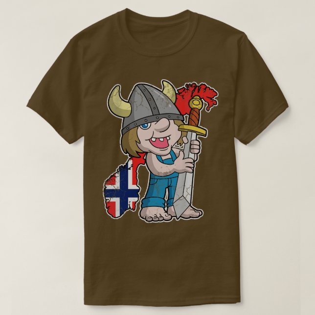 Norwegian Troll Norway Map Flag T-Shirt (Design Front)