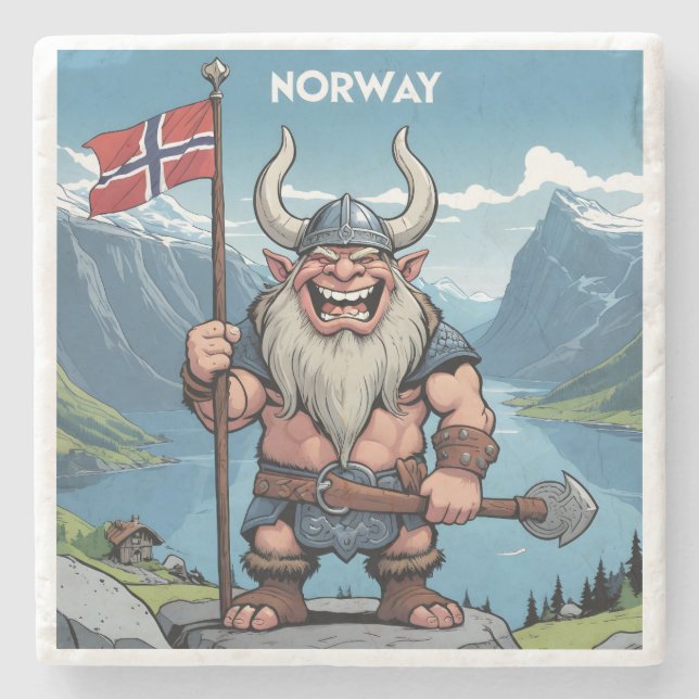 Norwegian Troll Stone Coaster (Front)