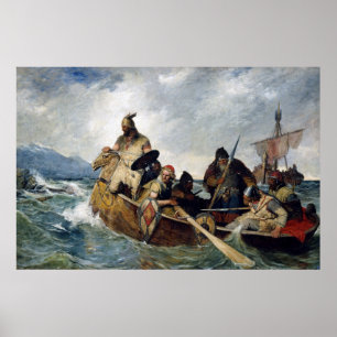 Norwegian Vikings Land in Iceland Year 872 Poster