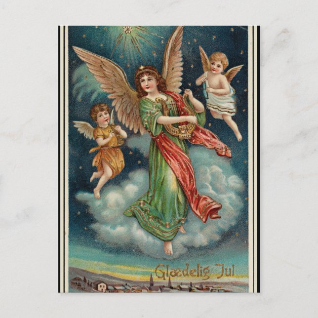 Norwegian vintage (1913) Christmas illustration Holiday Postcard (Front)