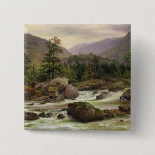 Norwegian Waterfall, 1840 15 Cm Square Badge