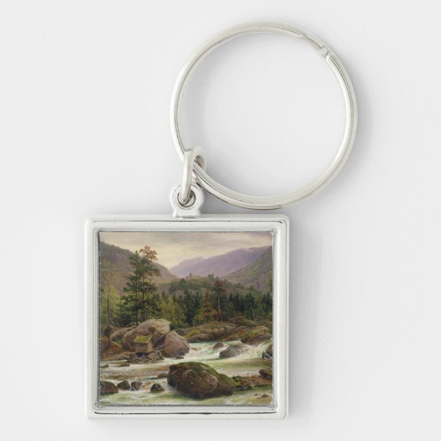 Norwegian Waterfall, 1840 Key Ring (Front)