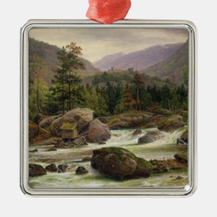 Norwegian Waterfall, 1840 Metal Ornament