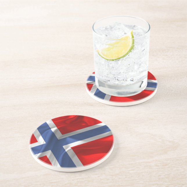 Norwegian waving flag coaster (Side)