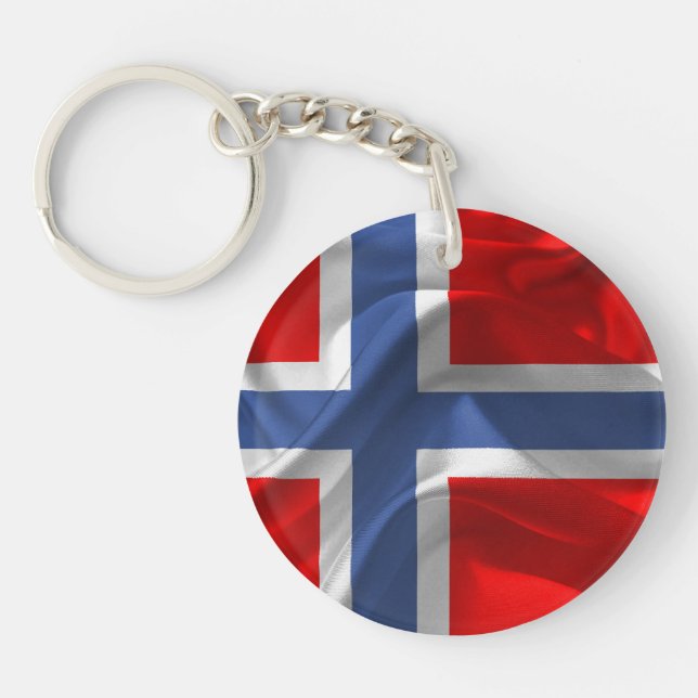 Norwegian waving flag key ring (Front)