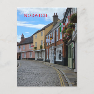 Norwich colorful buildings view postcard