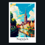 Norwich England Art Vintage Travel Illustration Poster<br><div class="desc">Norwich England Art Vintage Travel Portrait Painting Illustration</div>