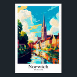 Norwich England Art Vintage Travel Illustration Poster<br><div class="desc">Norwich England Art Vintage Travel Portrait Painting Illustration</div>