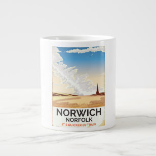 Norwich, Norfolk vintage style rail travel poster Large Coffee Mug