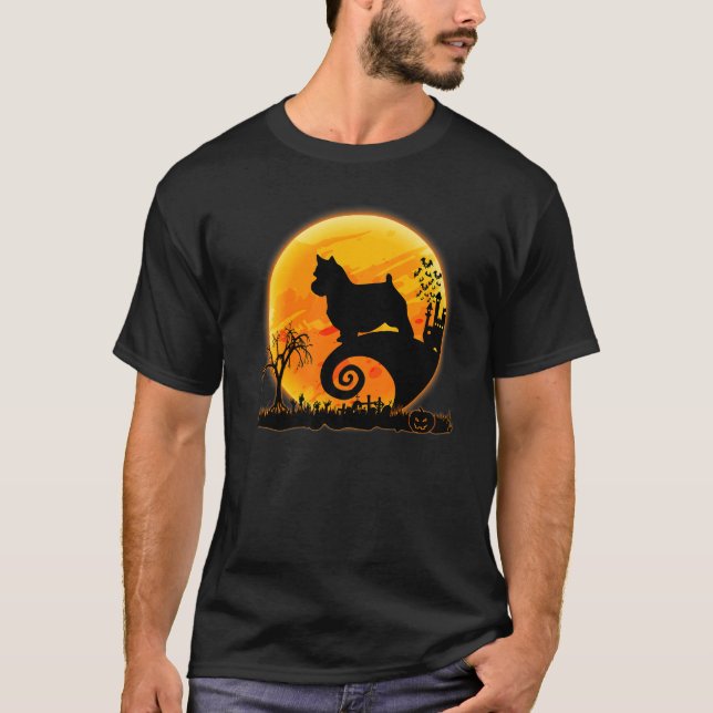 Norwich Terrier Dog And Moon  Dog Halloween Costum T-Shirt (Front)