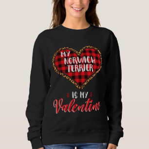 Norwich Terrier Is Valentine Heart Dog Leopard Buf Sweatshirt