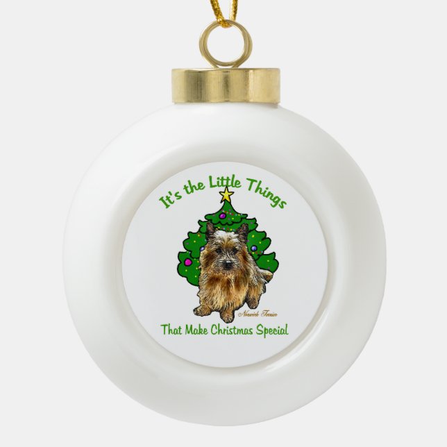 Norwich Terrier Lovers Christmas Ceramic Ball Christmas Ornament (Front)
