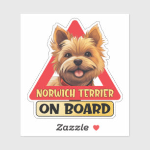 Norwich Terrier On Board Funny Dog Red Road Sign