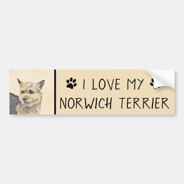 Norwich Terrier Painting - Cute Original Dog Art Bumper Sticker (Front)