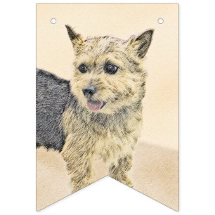 Norwich Terrier Painting - Cute Original Dog Art Bunting