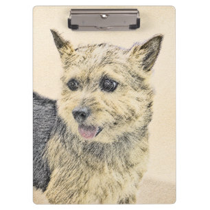 Norwich Terrier Painting - Cute Original Dog Art Clipboard