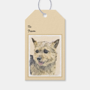 Norwich Terrier Painting - Cute Original Dog Art Gift Tags
