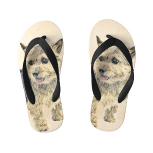 Norwich Terrier Painting - Cute Original Dog Art Kid's Thongs