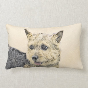 Norwich Terrier Painting - Cute Original Dog Art Lumbar Cushion