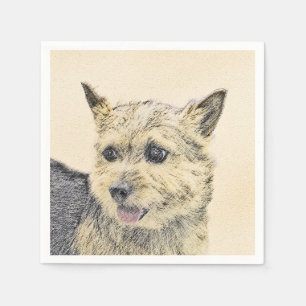 Norwich Terrier Painting - Cute Original Dog Art Napkin