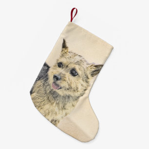 Norwich Terrier Painting - Cute Original Dog Art Small Christmas Stocking