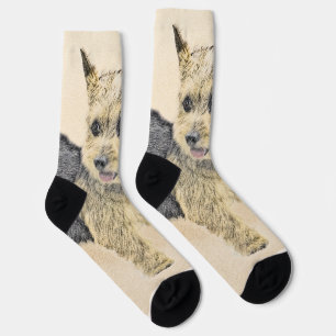 Norwich Terrier Painting - Cute Original Dog Art Socks