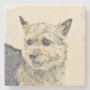 Norwich Terrier Painting - Cute Original Dog Art Stone Coaster