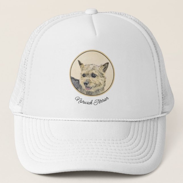 Norwich Terrier Painting - Cute Original Dog Art Trucker Hat (Front)