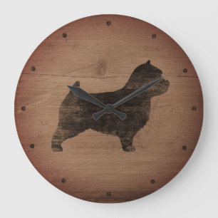 Norwich Terrier Silhouette Rustic Large Clock