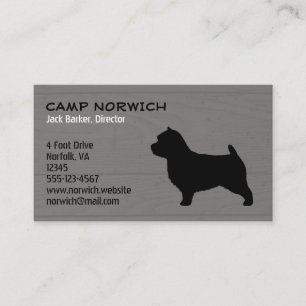 Norwich Terrier Silhouette Wood Style Business Card