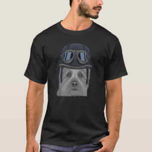 Norwich Terrier Wearing Vintage Motorcycle Helmet T-Shirt