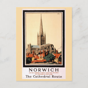 Norwich Vintage Travel Poster Restored Postcard
