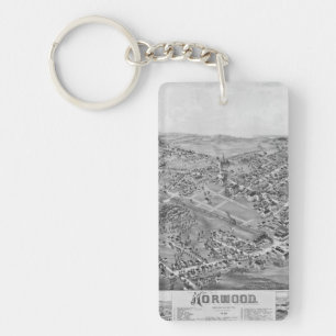 Norwood, MA Vintage Map 1882 Key Ring