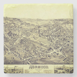 Norwood, MA Vintage Map 1882 Stone Coaster